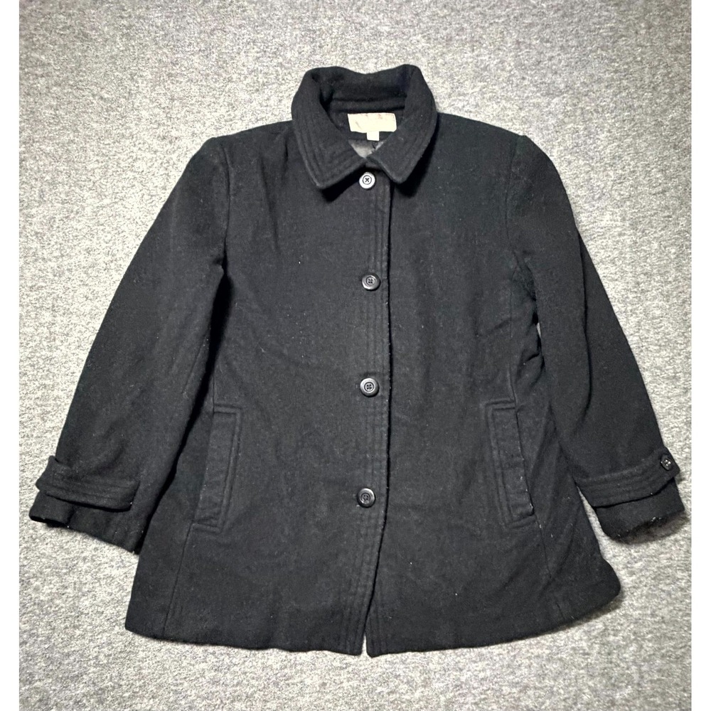 Croft & Barrow Jacket Women's Large Black Cashmere Blend Collared Button Front